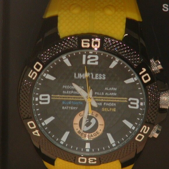 New Limitless Men’s Black & Yellow SU-2567-C Analog Smart Watch - Picture 3 of 4